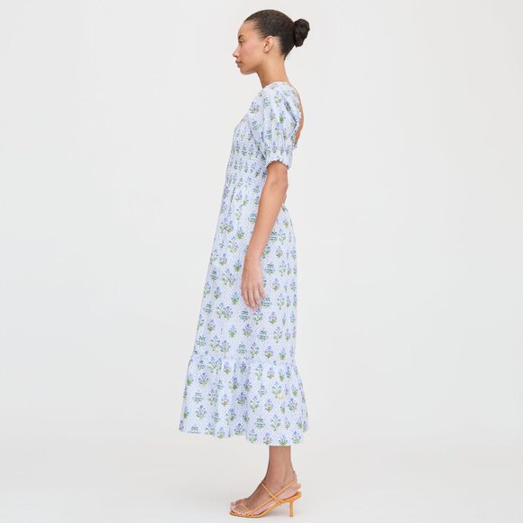 Hill House Home The Louisa Nap Dress - Blue Block Print Size S - Picture 3 of 3